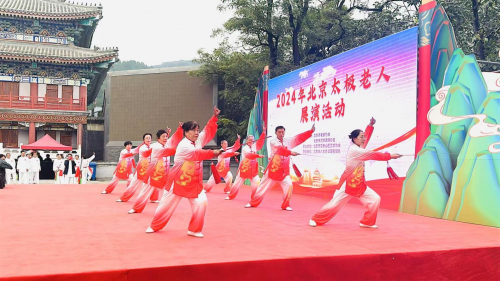 九游体育网站：2024年北京太极老人展演活动团队展演在八大处公园顺利举行(图5)